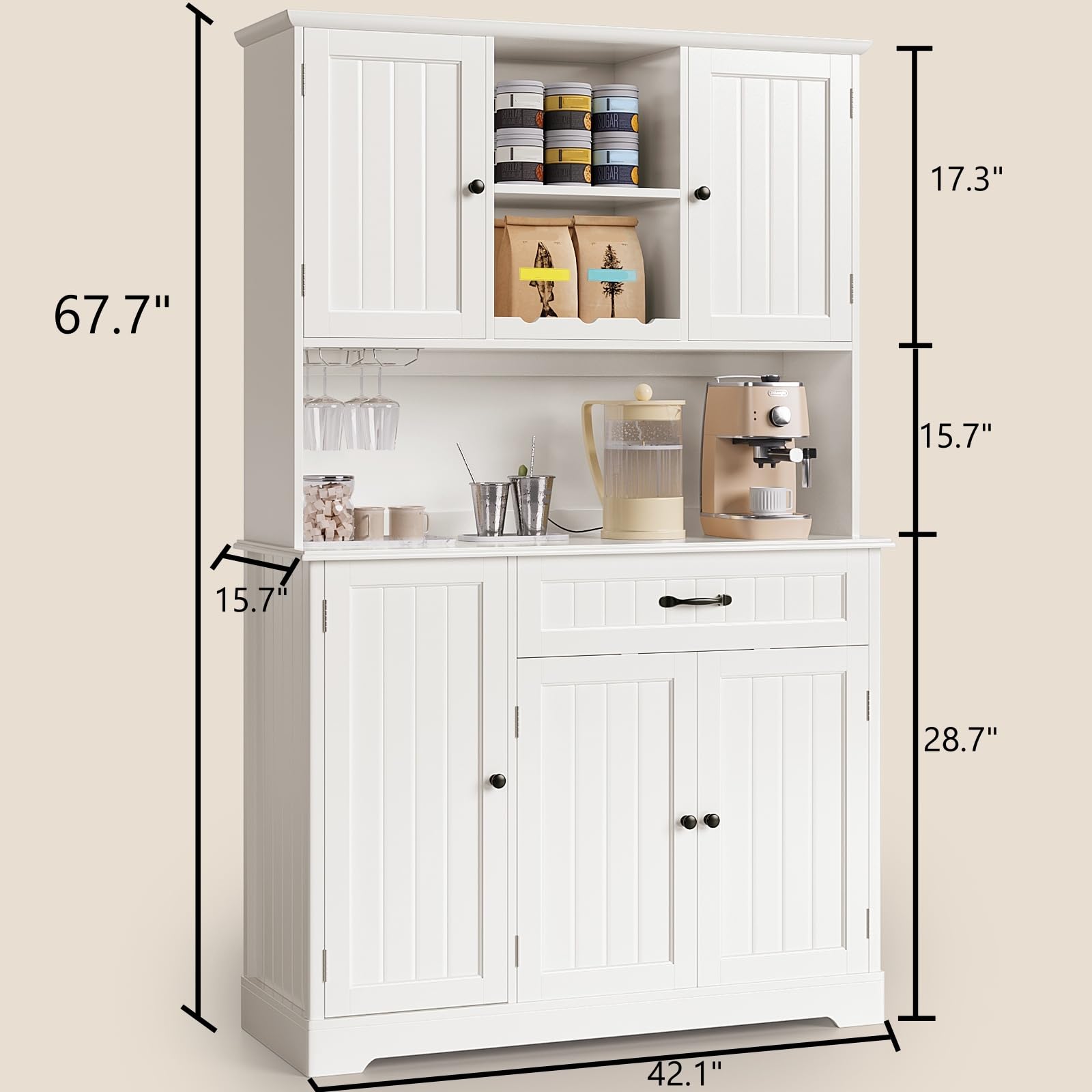 Kitchen Pantry Storage Cabinet with Doors and Shelves