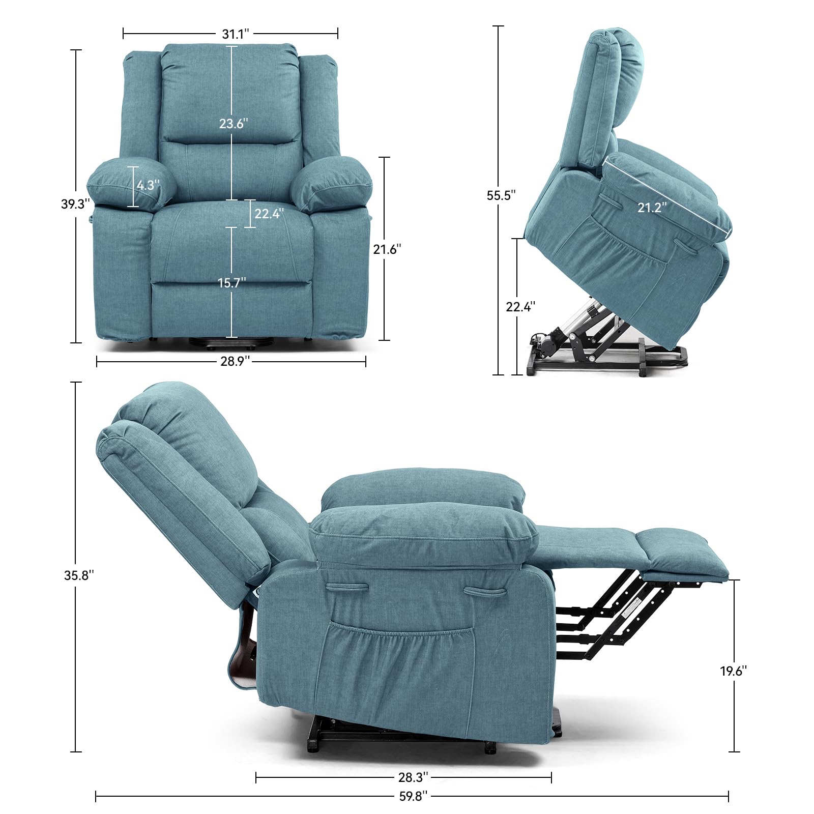 Electric Power Lift Recliner with Massage and Heat