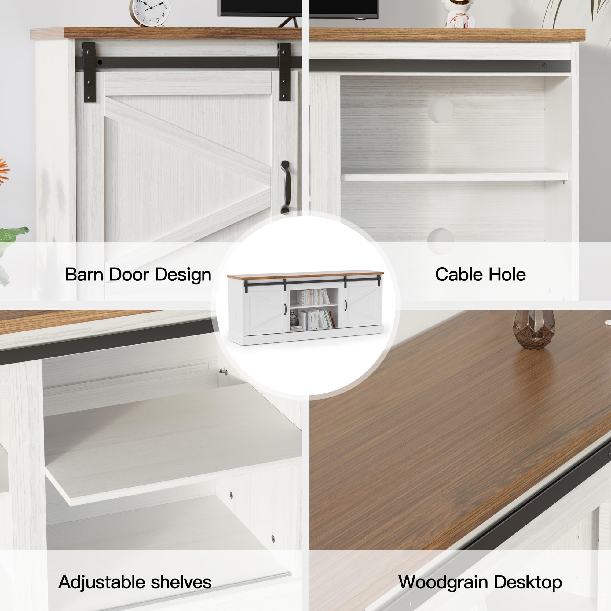 TV Stand for 75-80 Inch TV with Sliding Barn Doors