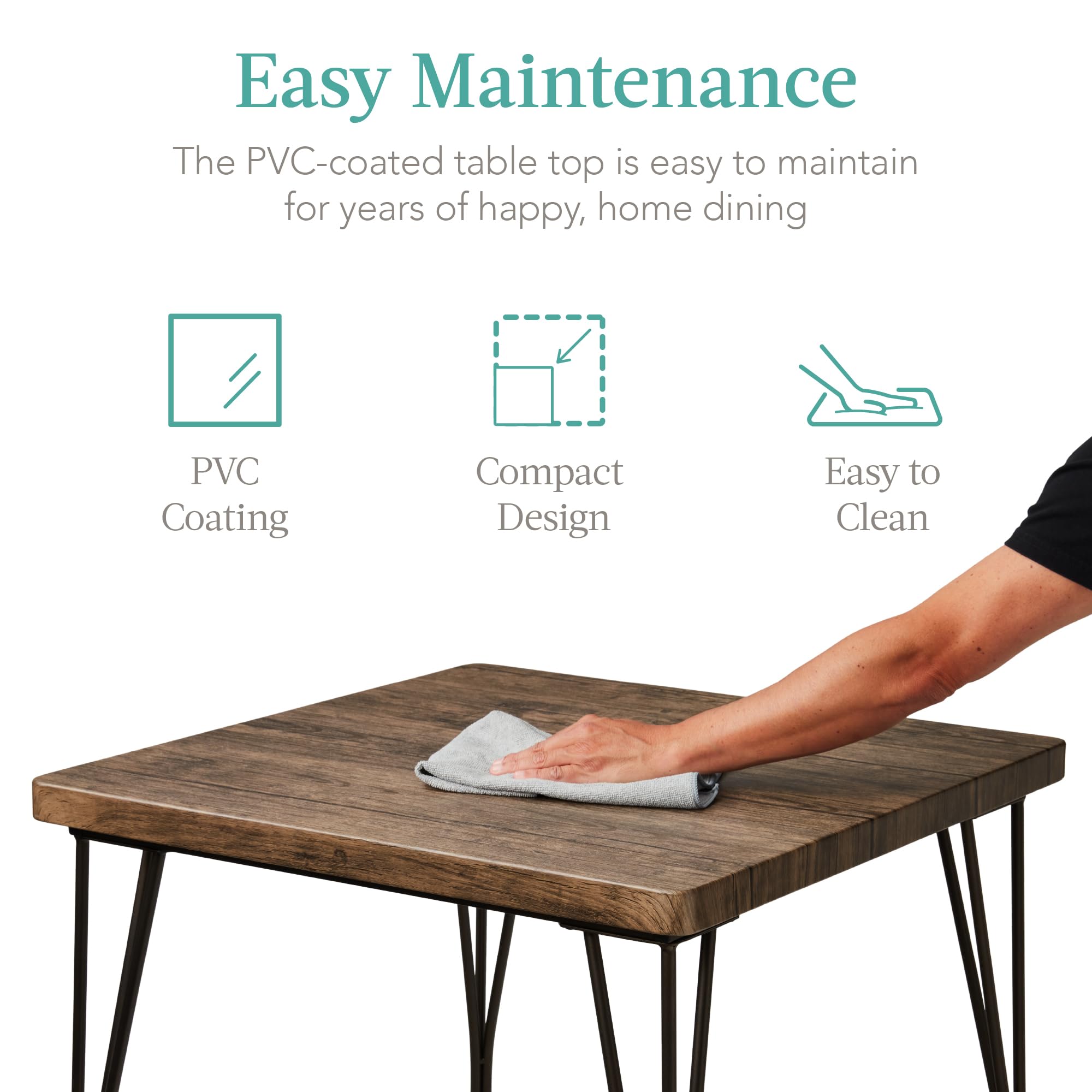 3-Piece Dining Set with 2 Chairs - Dark Brown