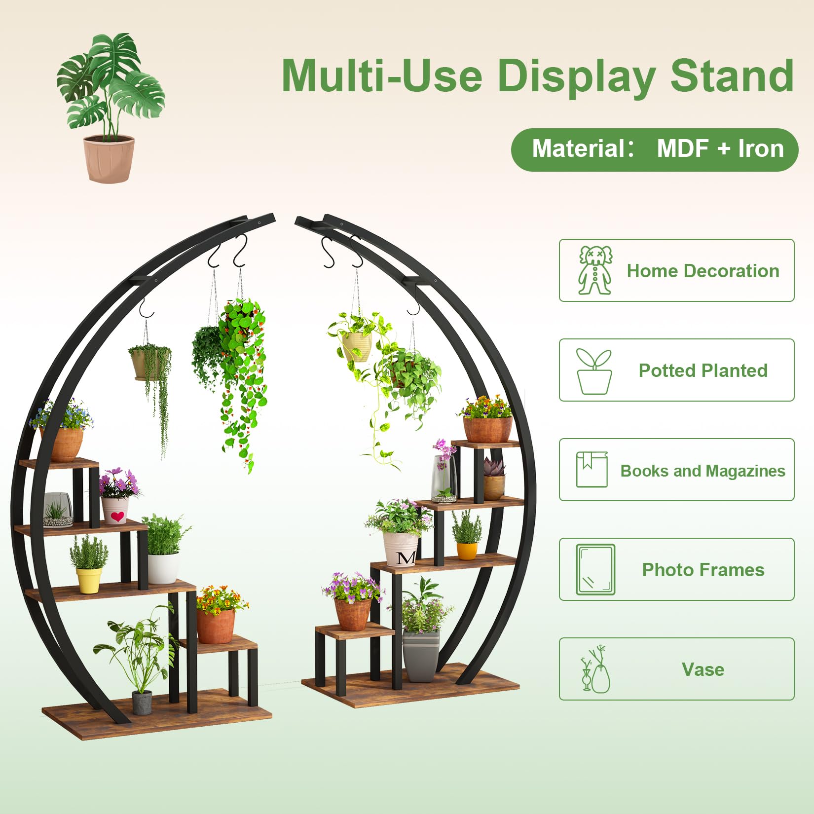 5 Tier Half Moon Plant Stand 2 Pack