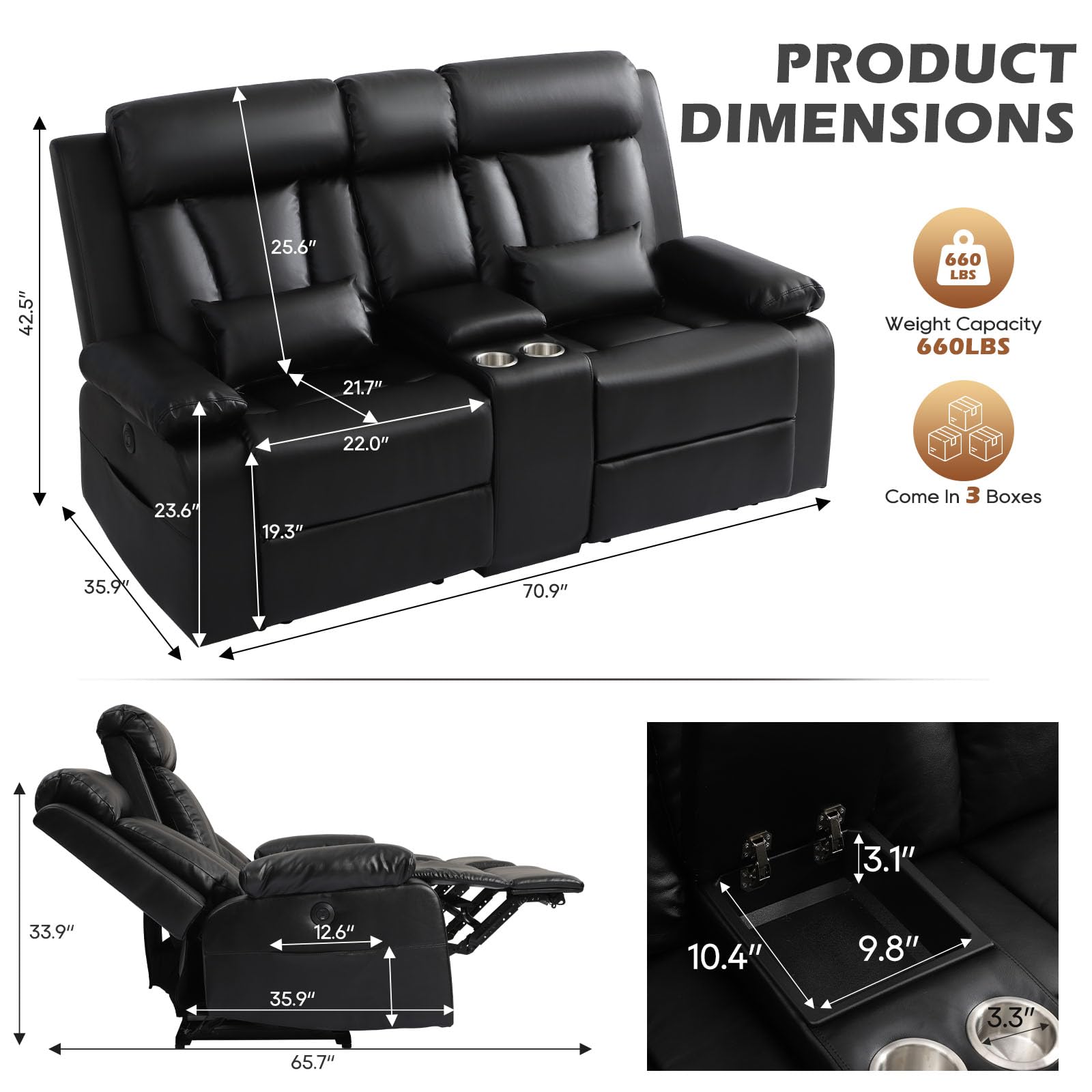 Power Reclining Loveseat with Console and USB Ports