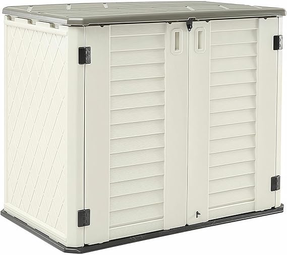 Weather Resistant Horizontal Outdoor Storage Shed - 26 Cu Ft