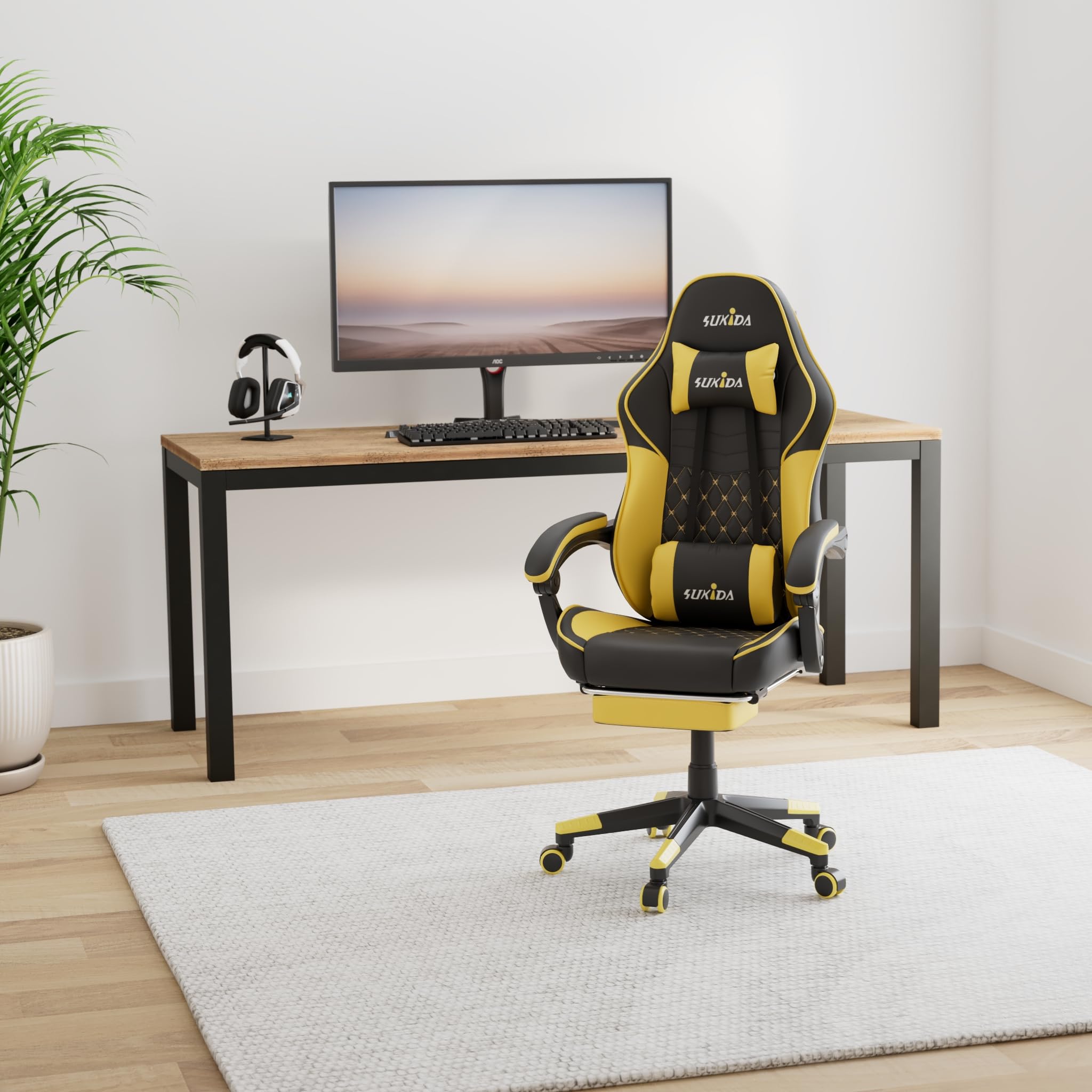 Ergonomic Gaming Chair with Massage Lumbar Support