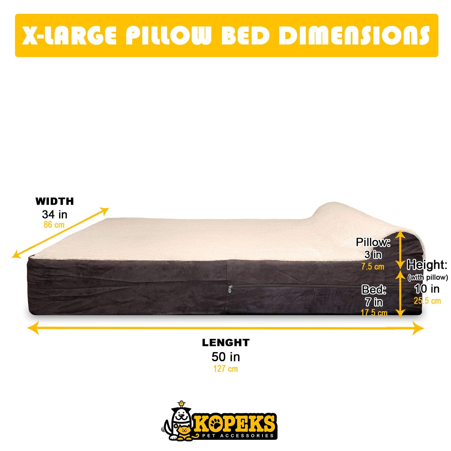 Extra Large Orthopedic Memory Foam Dog Bed with Pillow