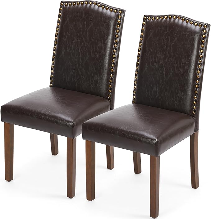 Dining Chairs Set of 6 with Padded Seat and Wooden Legs