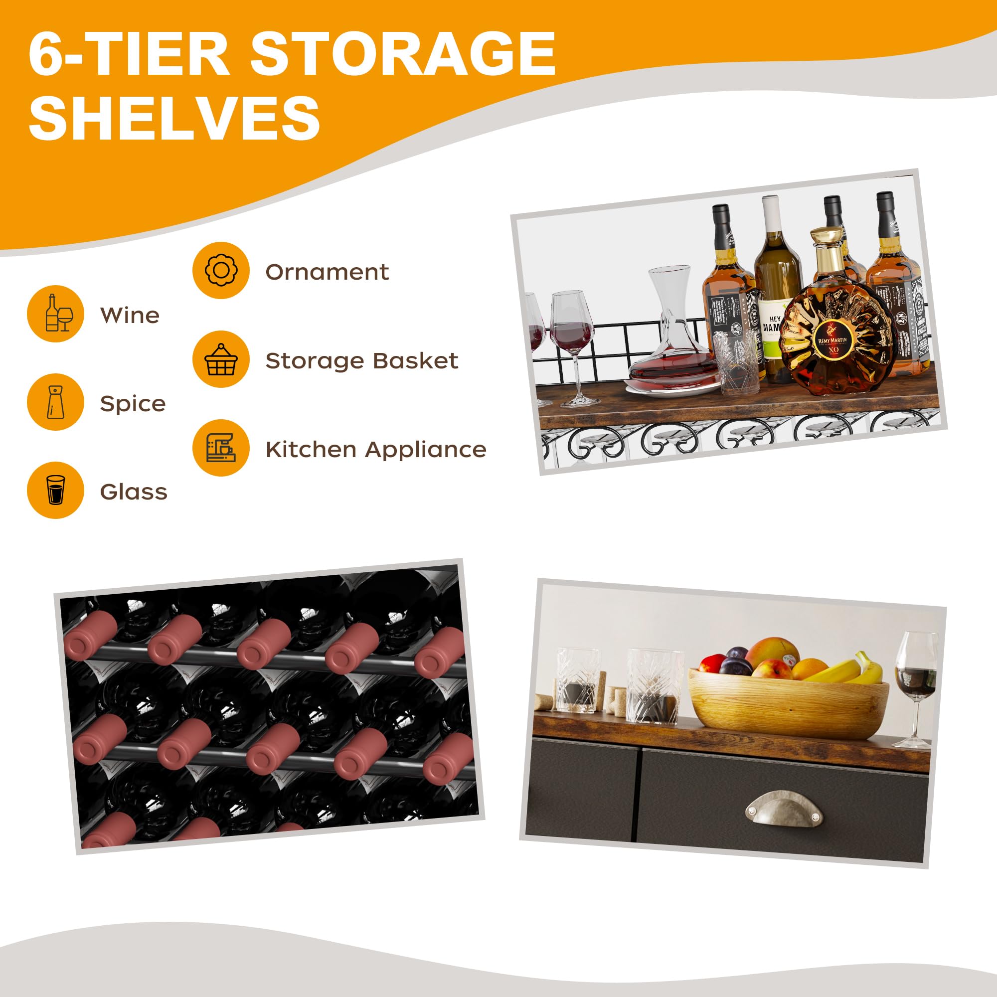 Wine Rack Cabinet with Storage and Drawer