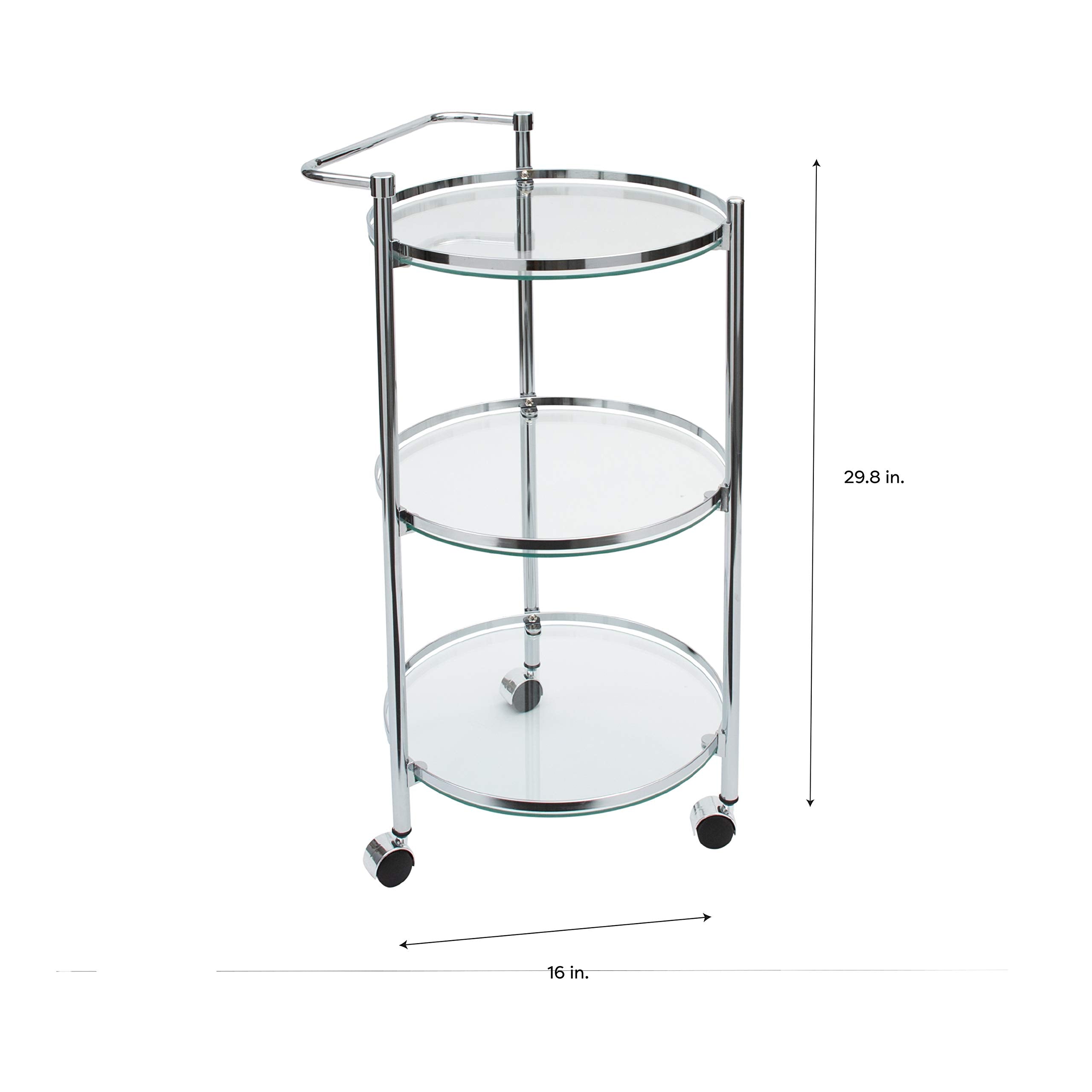 3-Tier Rolling Glass Serving Cart