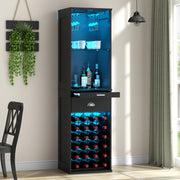 Wine Bar Cabinet with LED Lights 65 Inch Tall
