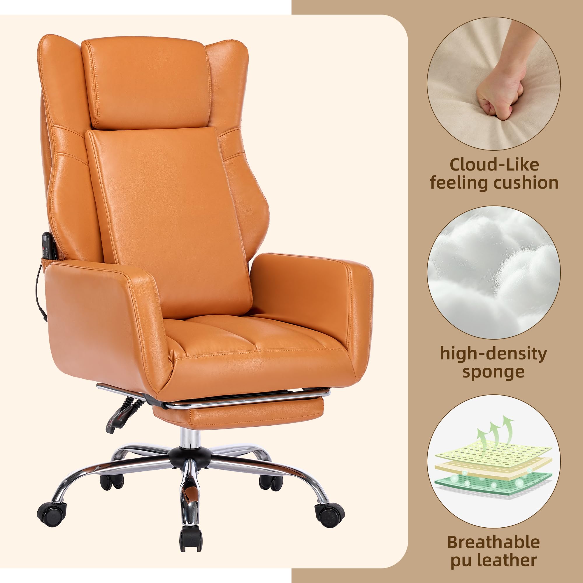Ergonomic Office Chair with Massage and Footrest