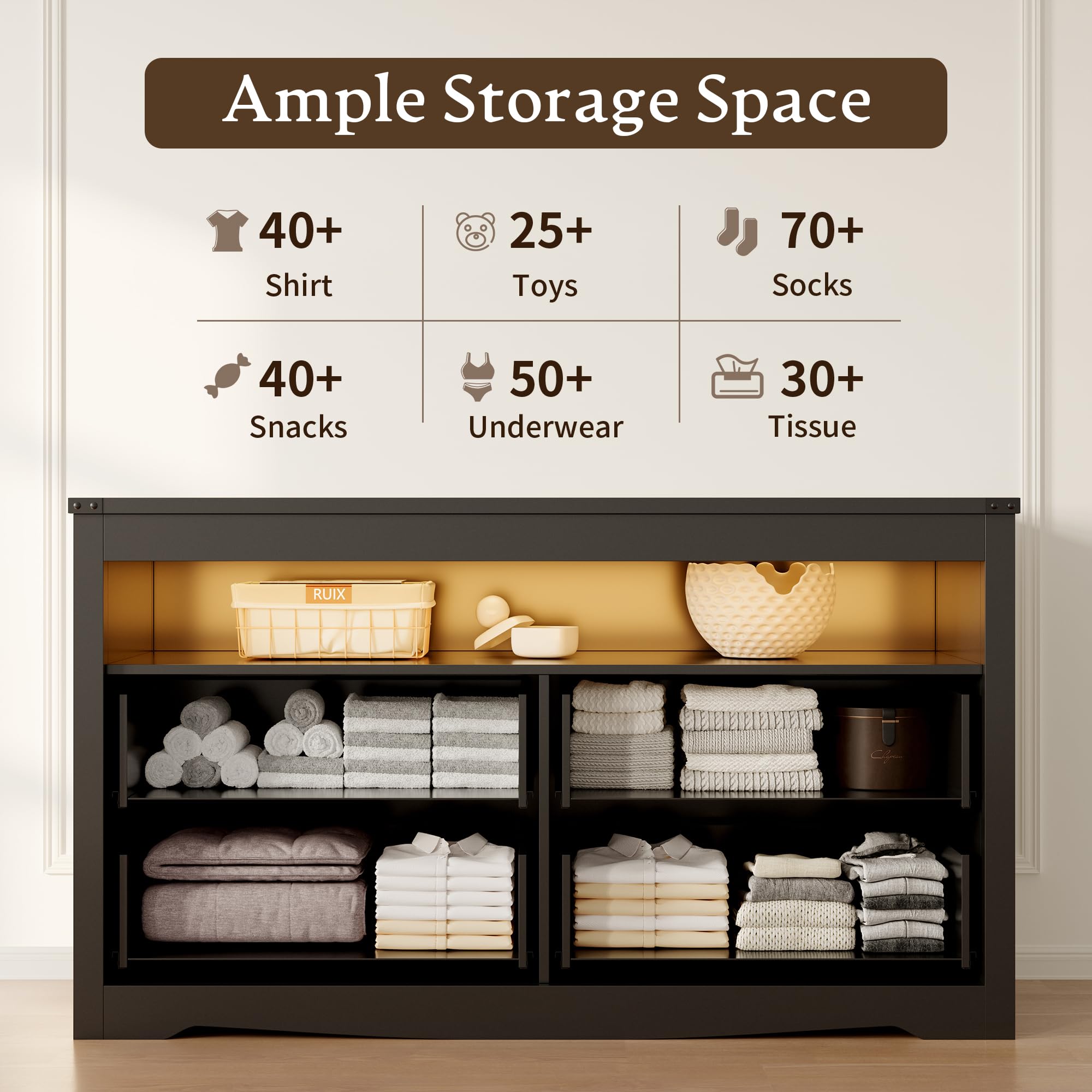 4 Drawer Dresser with LED Lights