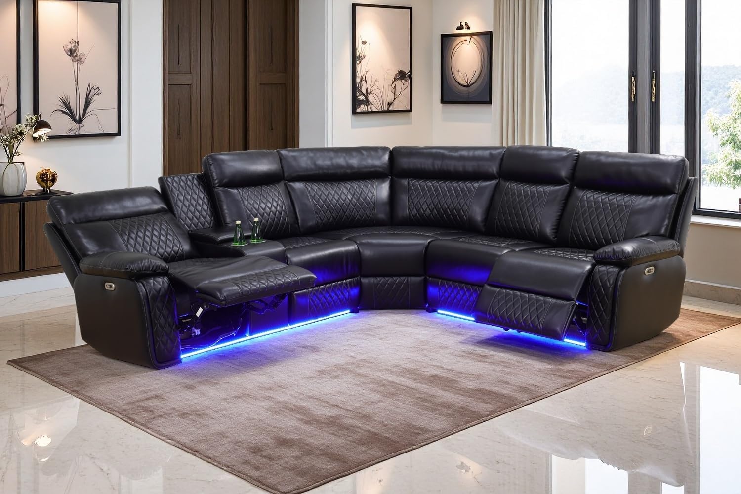 Power Reclining Sectional Sofa with LED and USB Charging