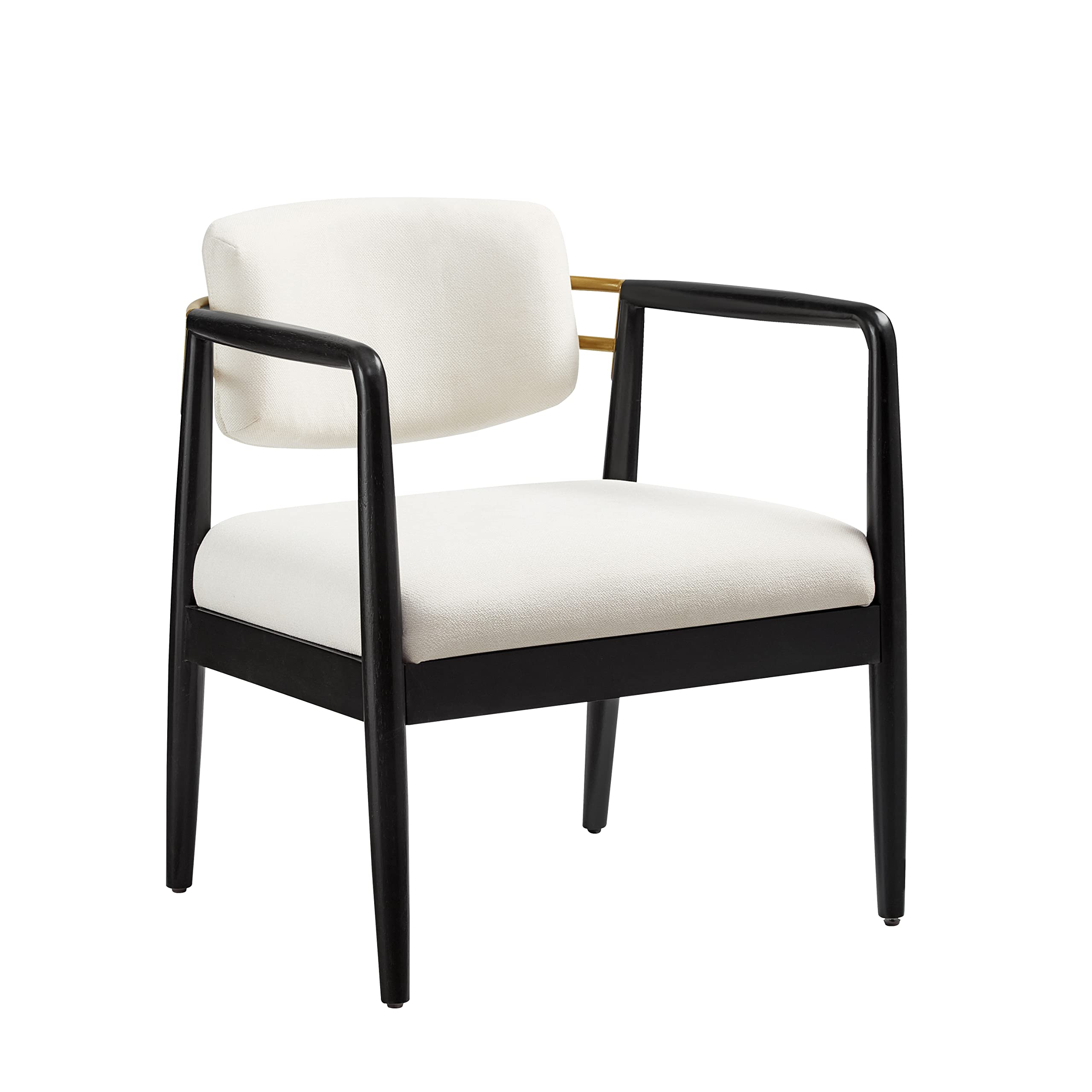 Modern Ivory Accent Chair with Wooden Frame