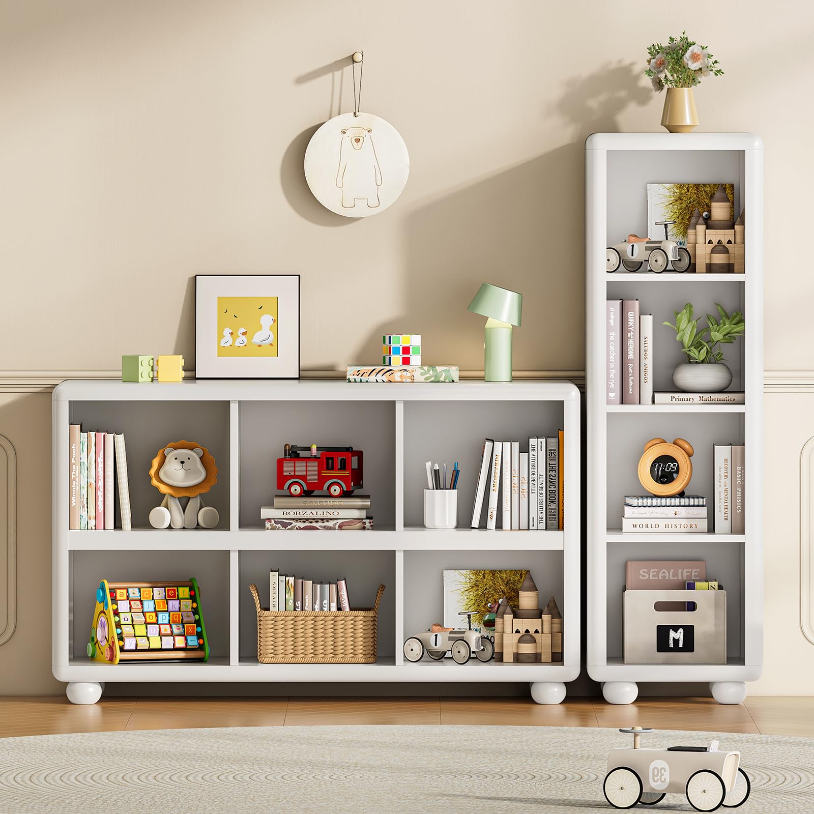 4-Tier Tall Bookshelf with Sphere Foot