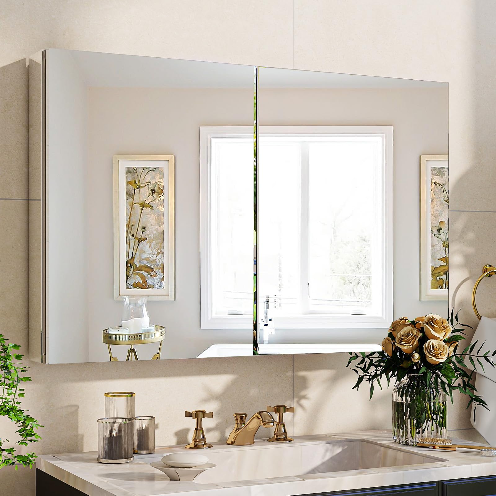 Bathroom Medicine Cabinet with Mirror and Adjustable Shelves