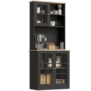 Kitchen Pantry Storage Cabinet 72" with Glass Doors