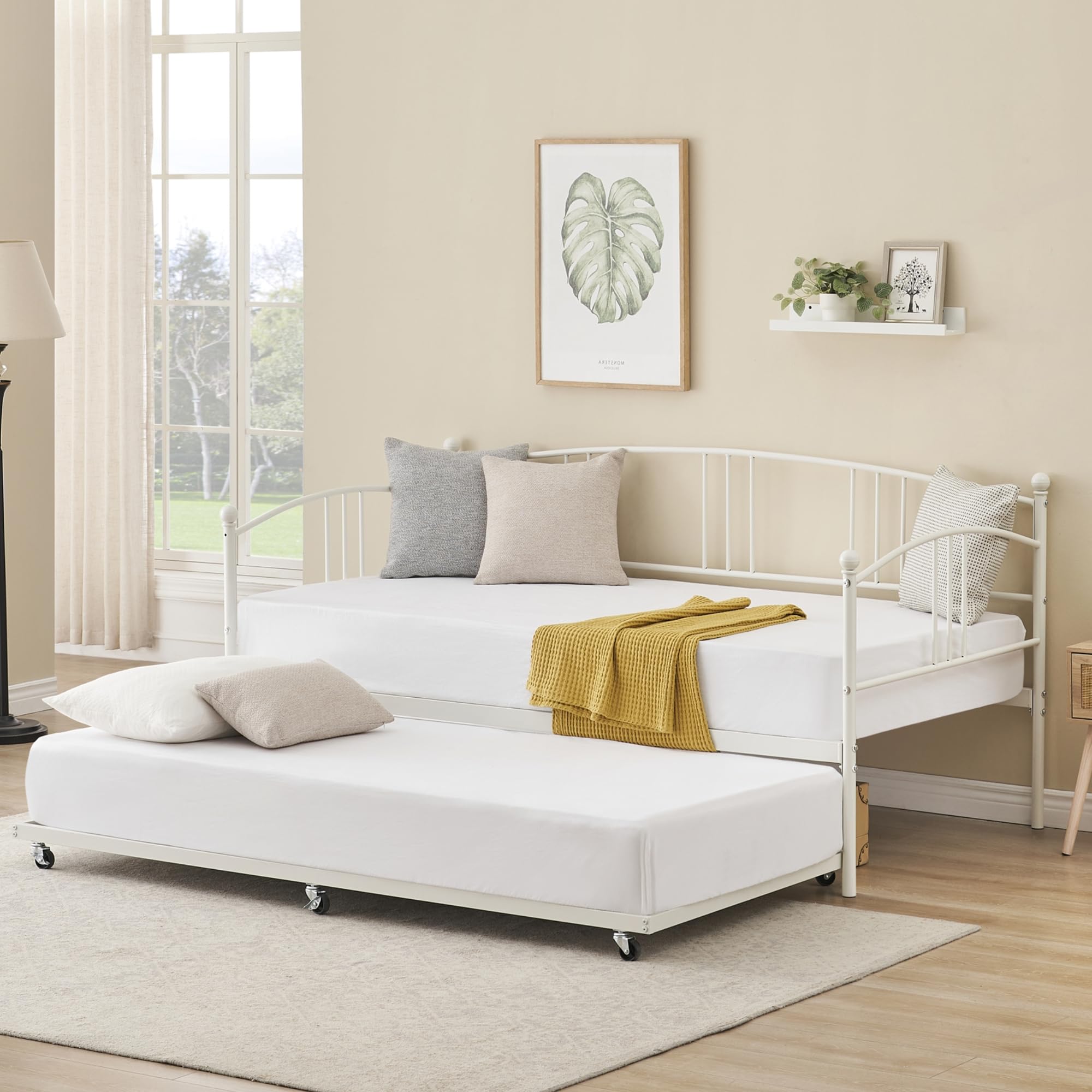 Twin Daybed with Trundle and Casters