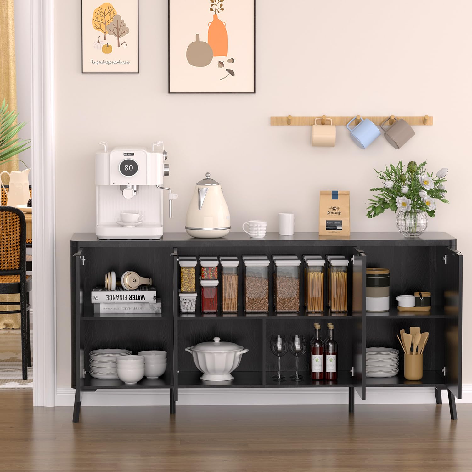 63" Fluted Sideboard Cabinet with Storage