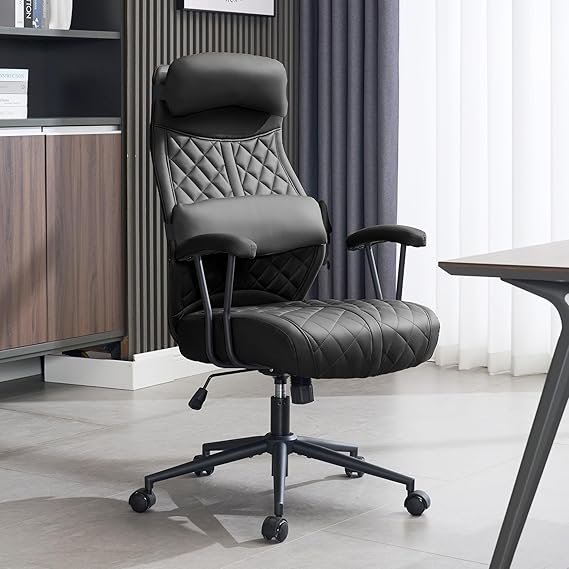 Modern Leather High Back Executive Office Chair with Removable Pillow