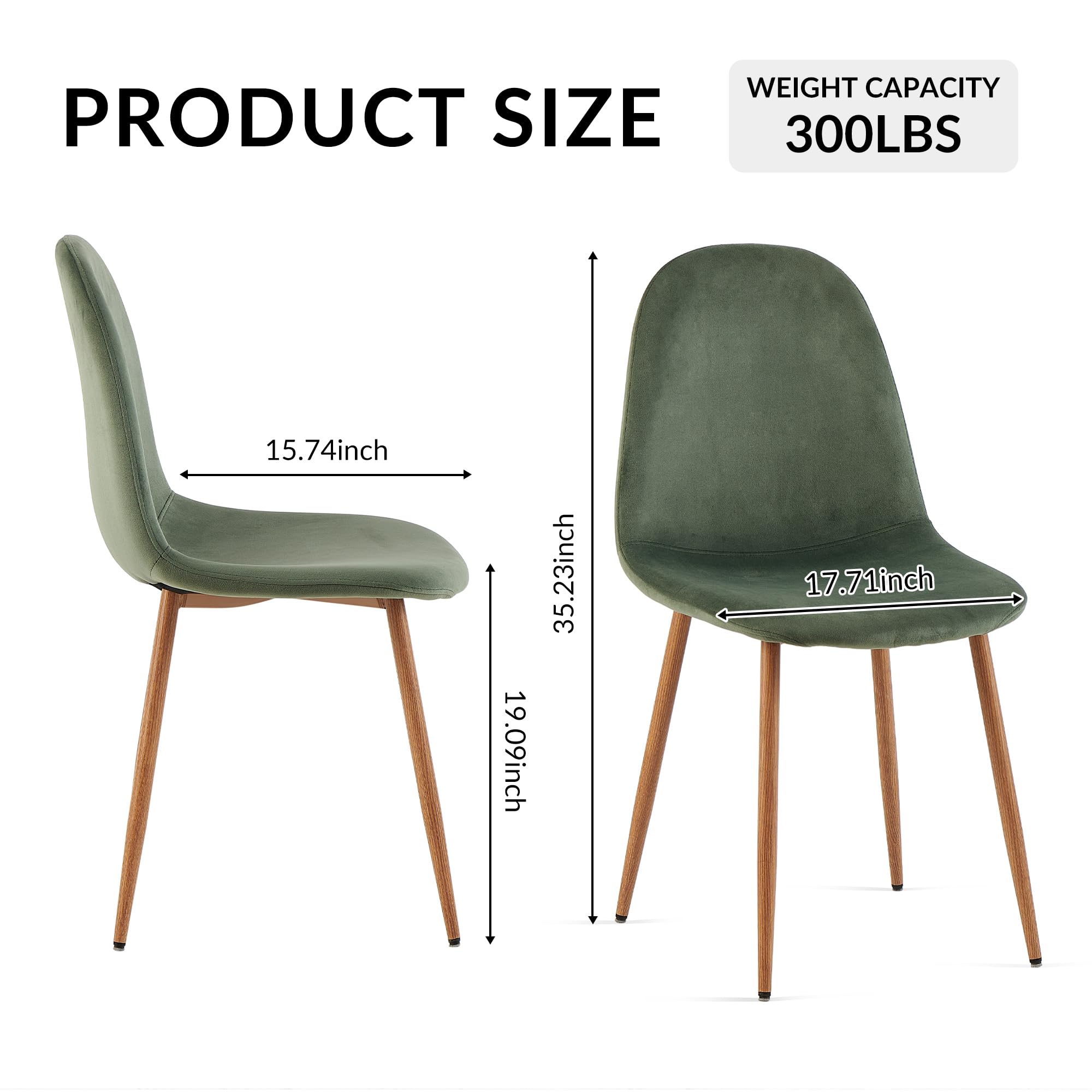Mid Century Modern Velvet Dining Chairs Set of 4
