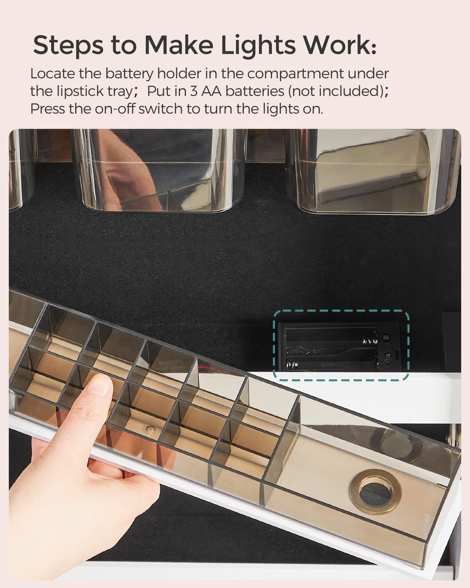 Mirror Jewelry Cabinet Armoire with LED Lighting