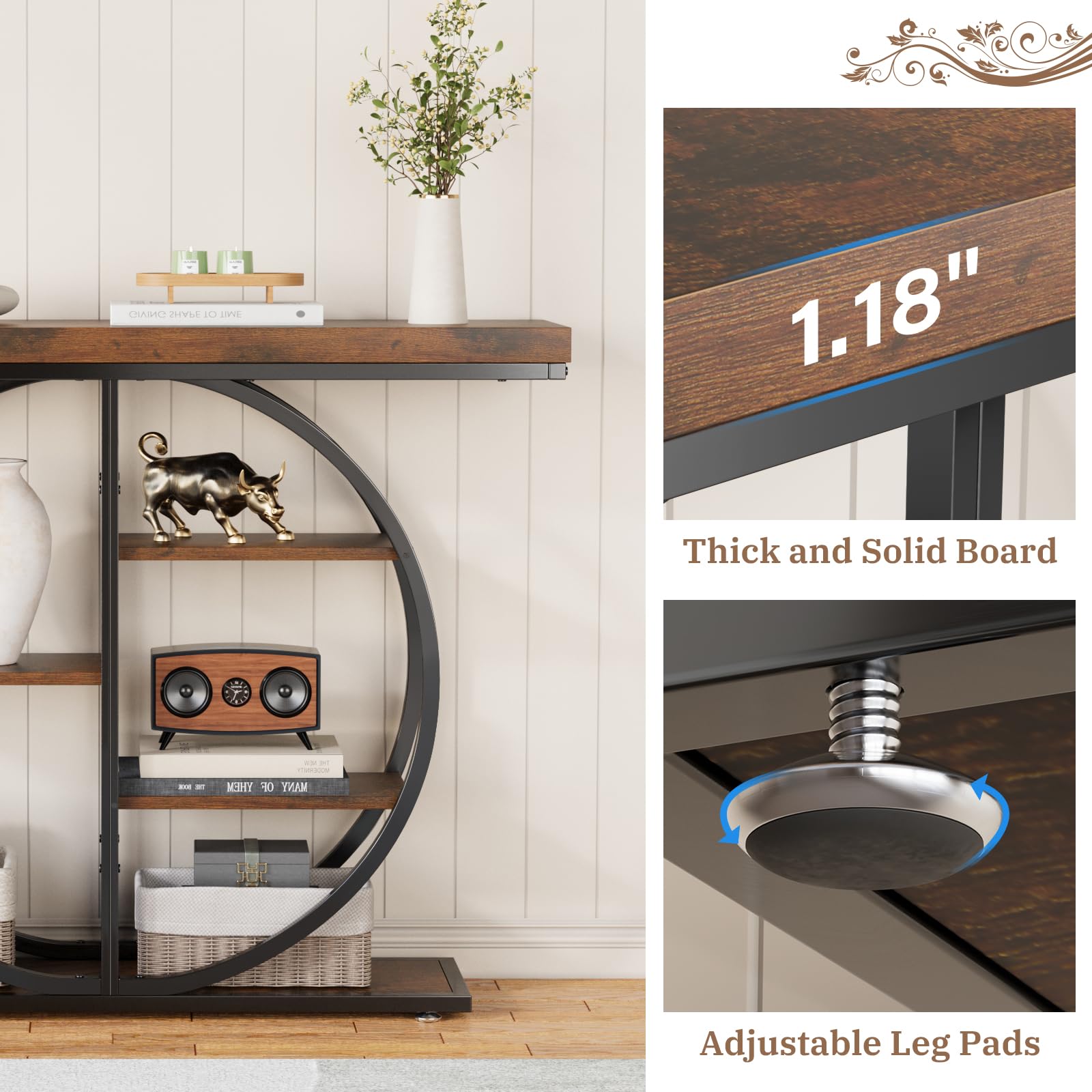 41.3" Industrial Console Table with Storage Shelves