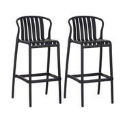 Outdoor Plastic Bar Stool Set of 2 Black
