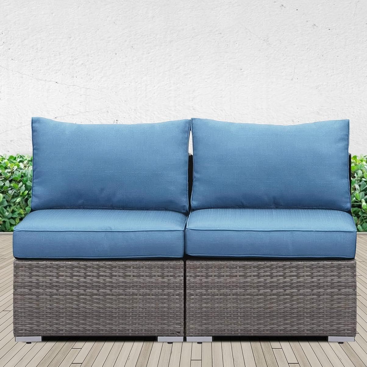 2-Piece Outdoor Rattan Sectional Sofa with Cushions