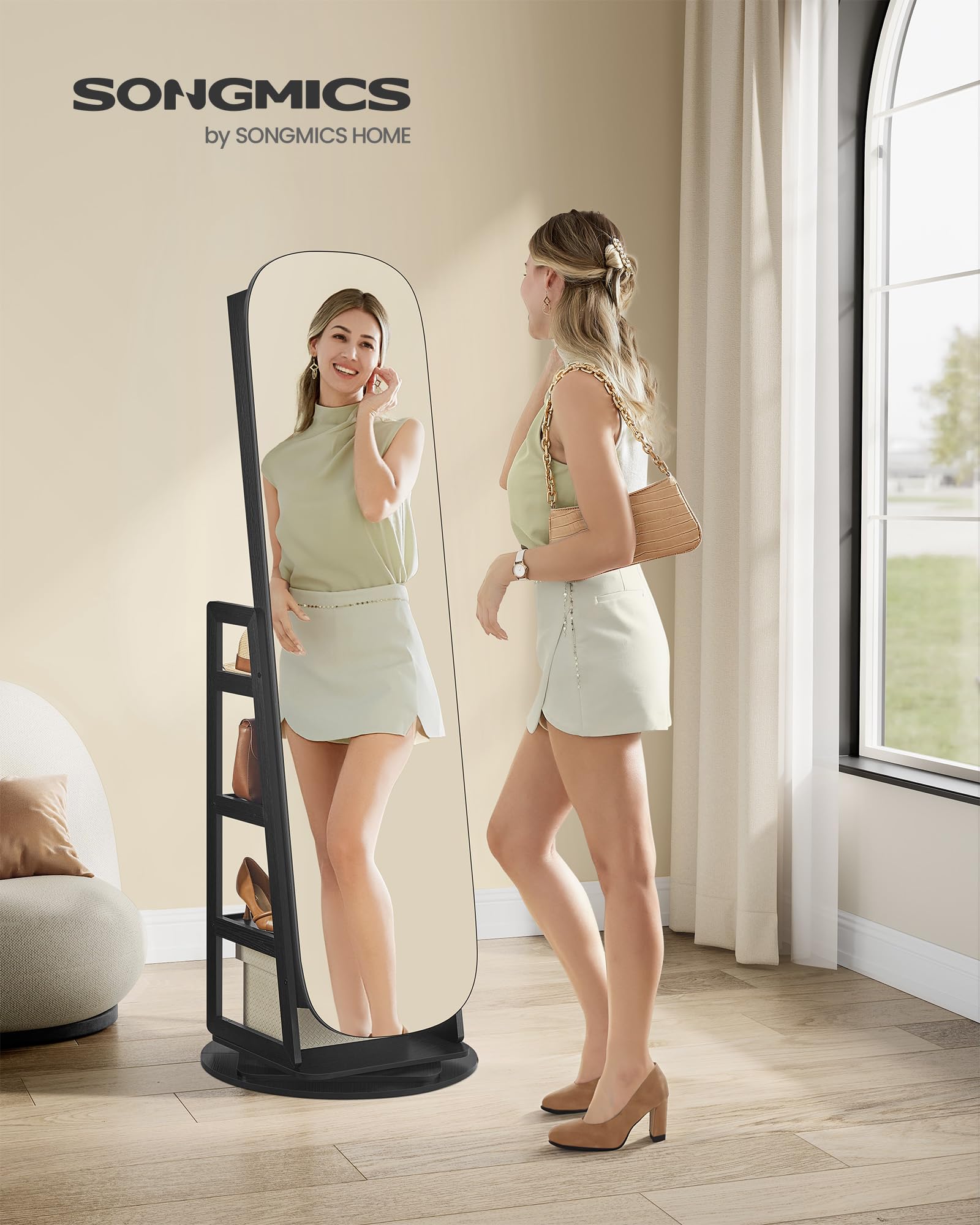 LED Jewelry Cabinet with 360° Swivel Mirror