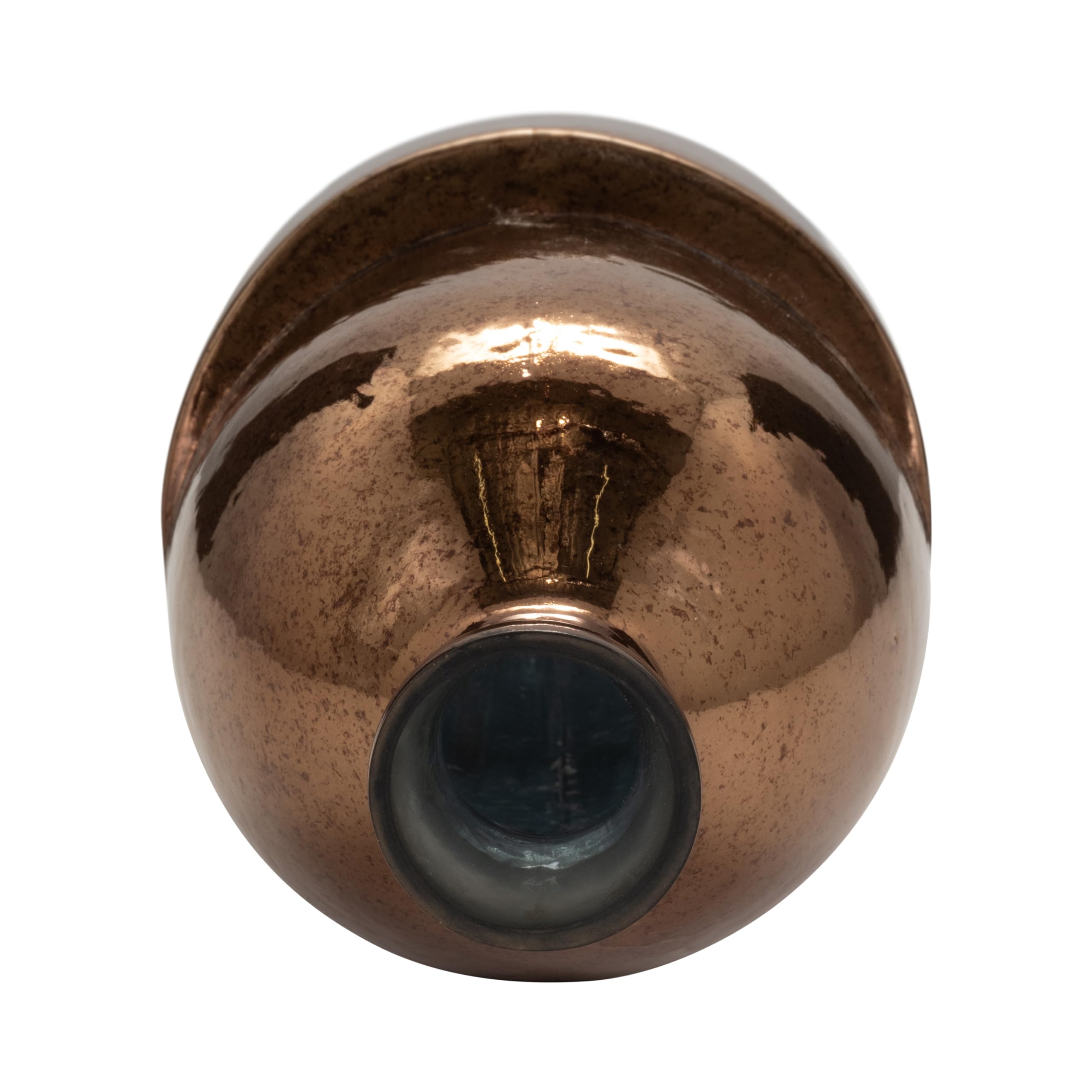 Modern Abstract Glass Vase - Handcrafted Metallic Copper Bronze - 19 Inch Decorative Accent