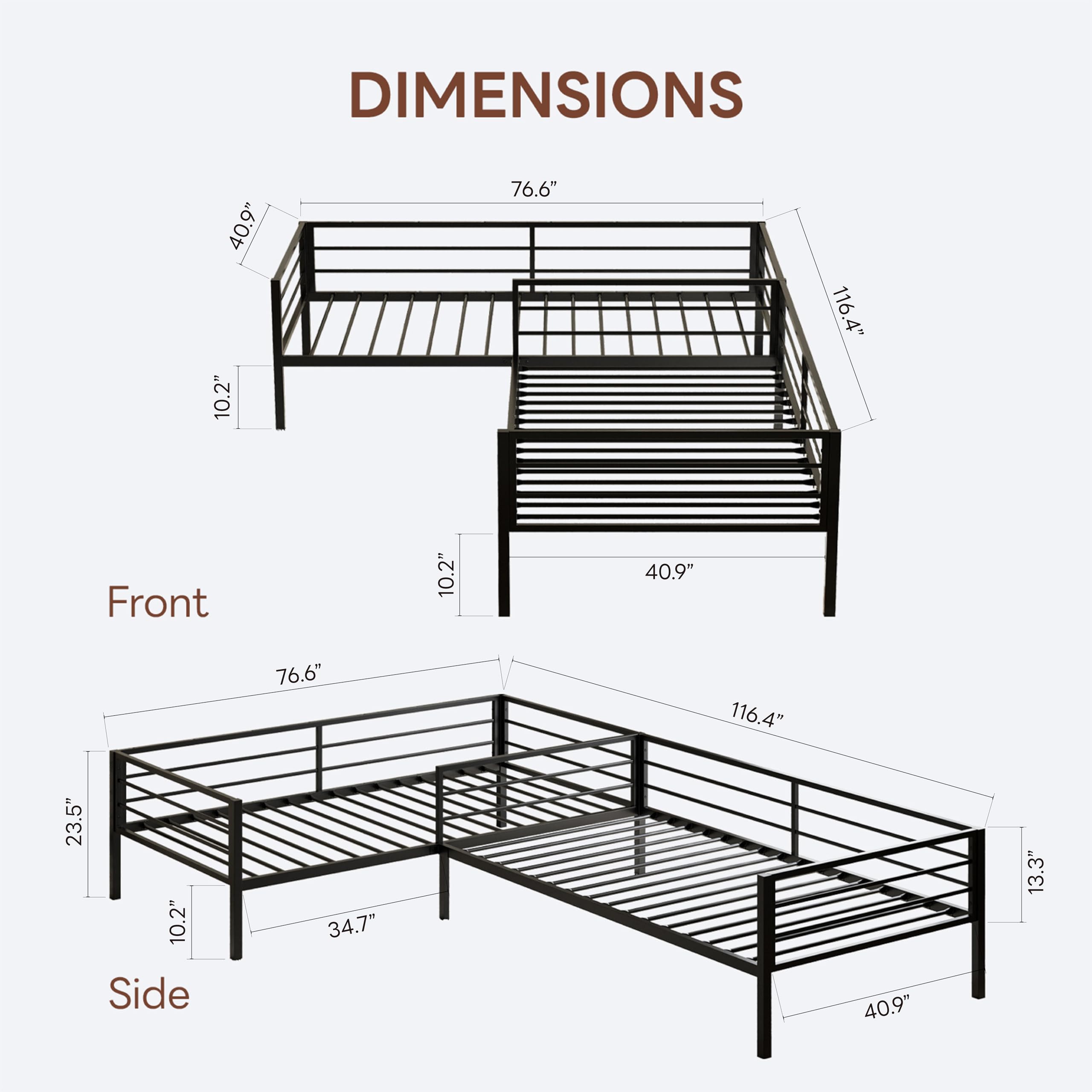 L-Shaped Twin Corner Bed Frame with Storage