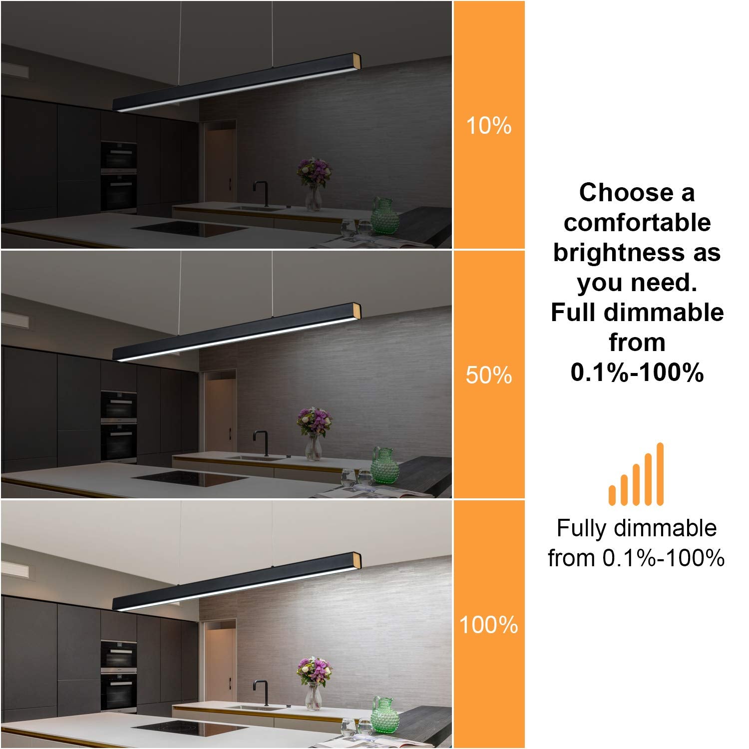 LED Linear Pendant Light 36W Dimmable