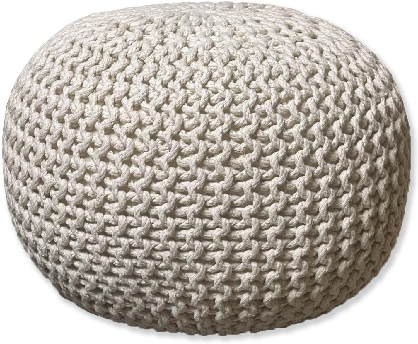 Natural Braided Ottoman Pouf