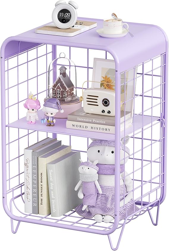 3-Tier Metal Side Table with Storage