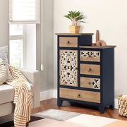 Farmhouse Accent Chest with Carved Door and 5 Drawers