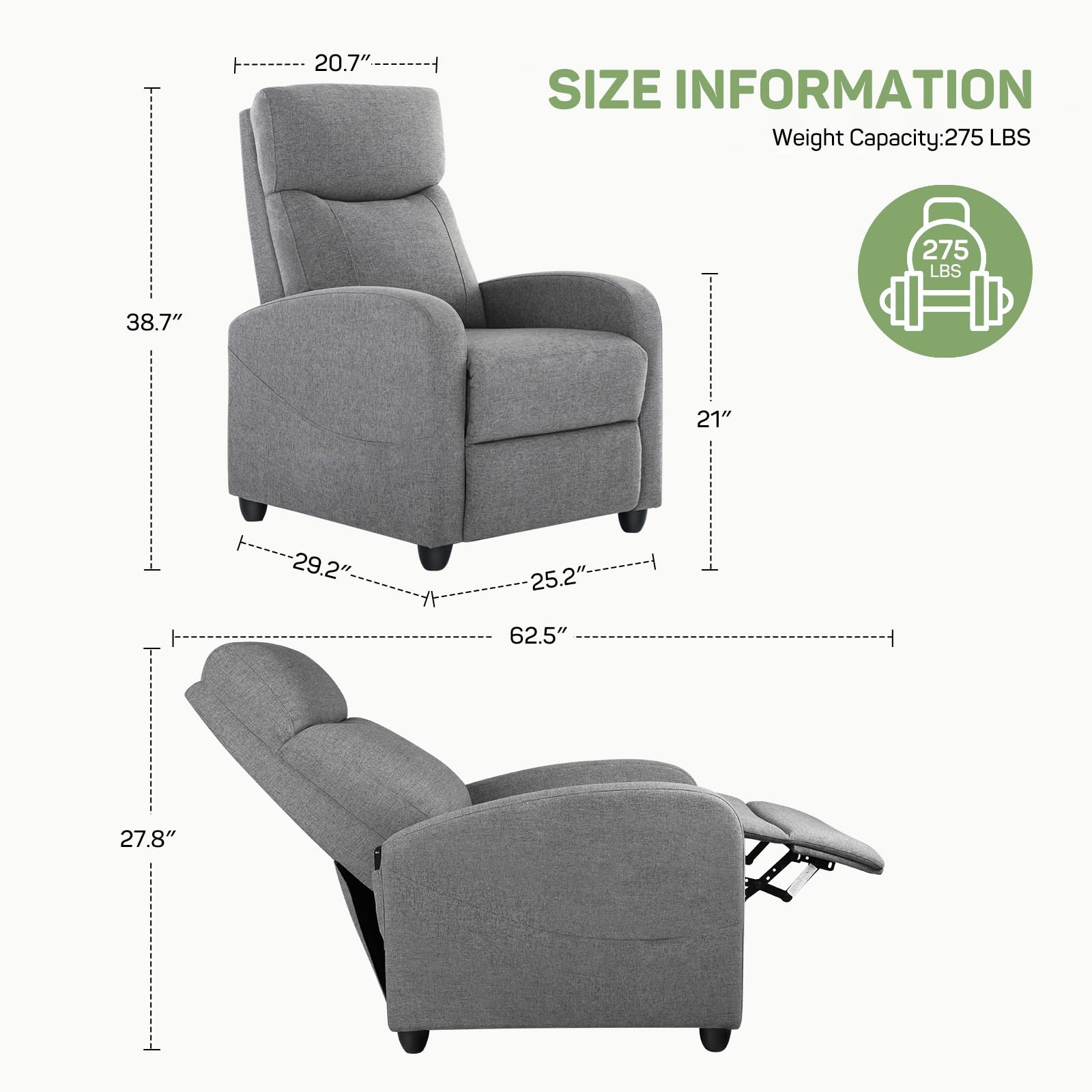 Massage Recliner Chair with Lumbar Support