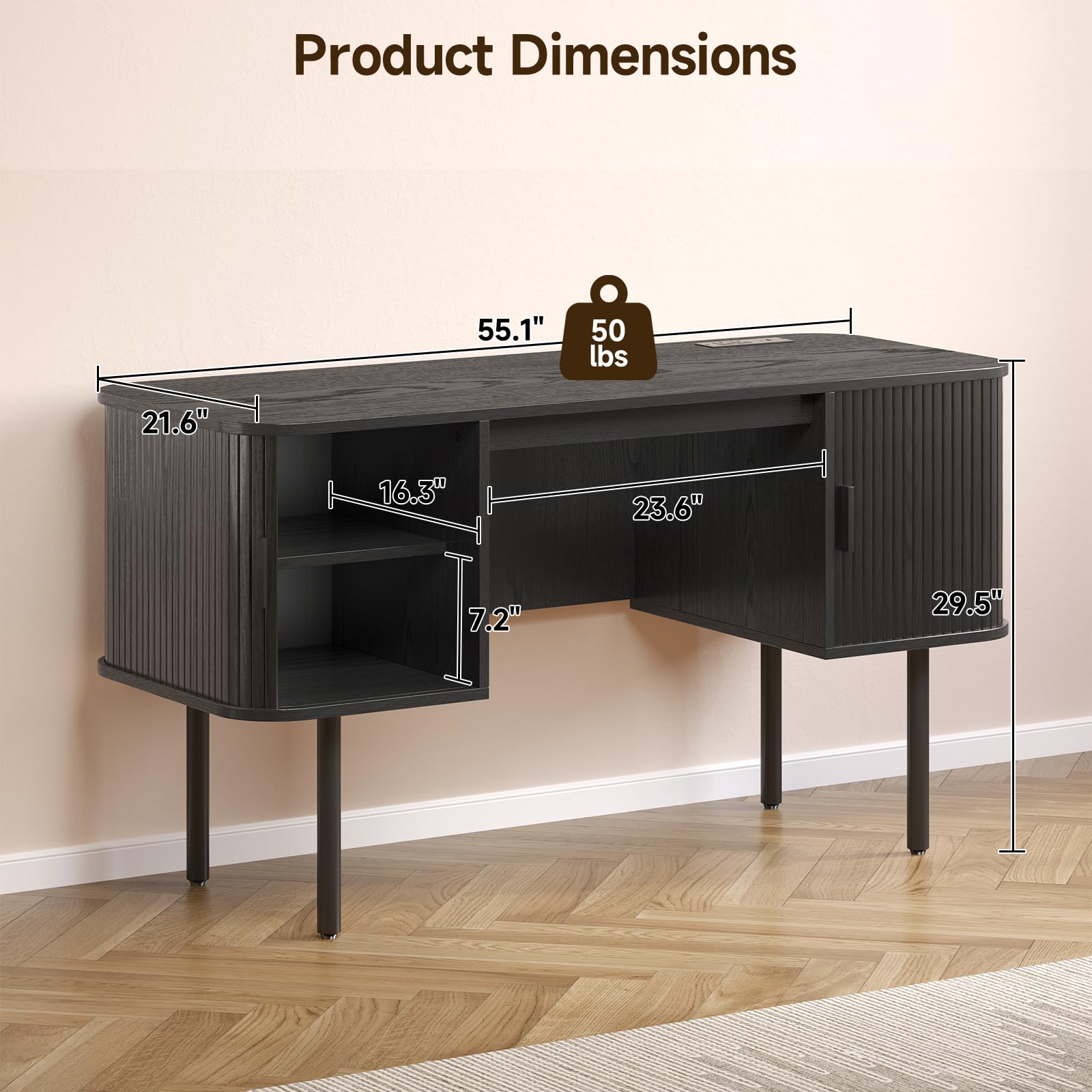 Mid-Century Executive Desk with Charging Station