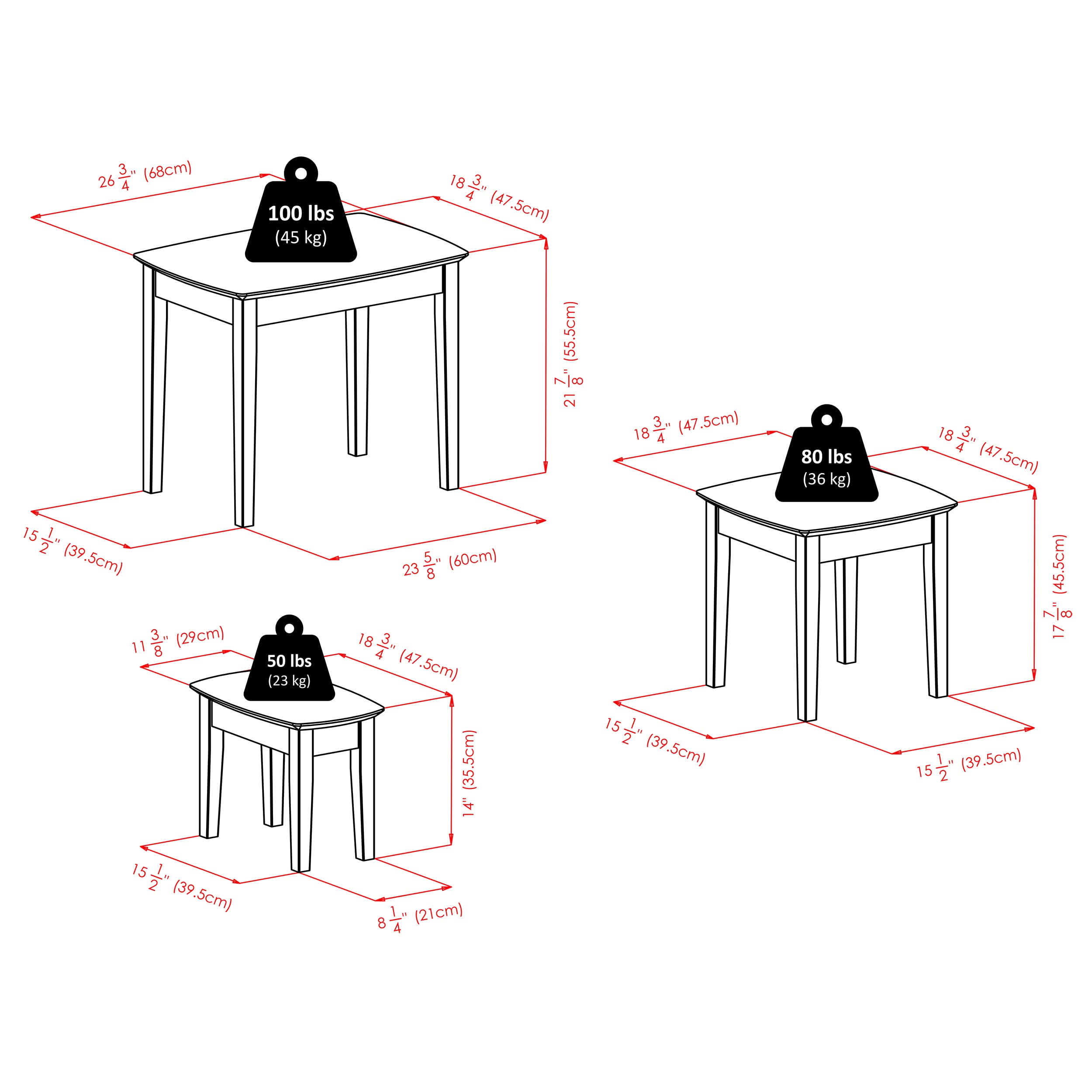 Bradley Nesting Tables Set of 3 - Walnut
