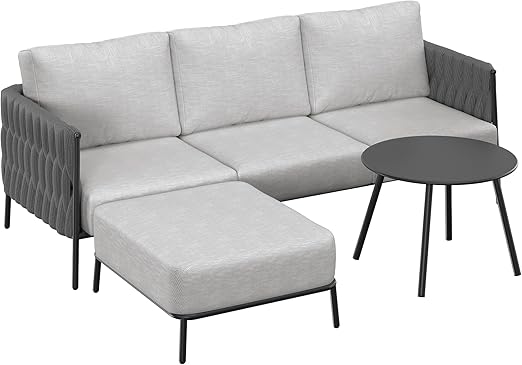 4-Seat Outdoor Sectional Sofa Set with Coffee Table