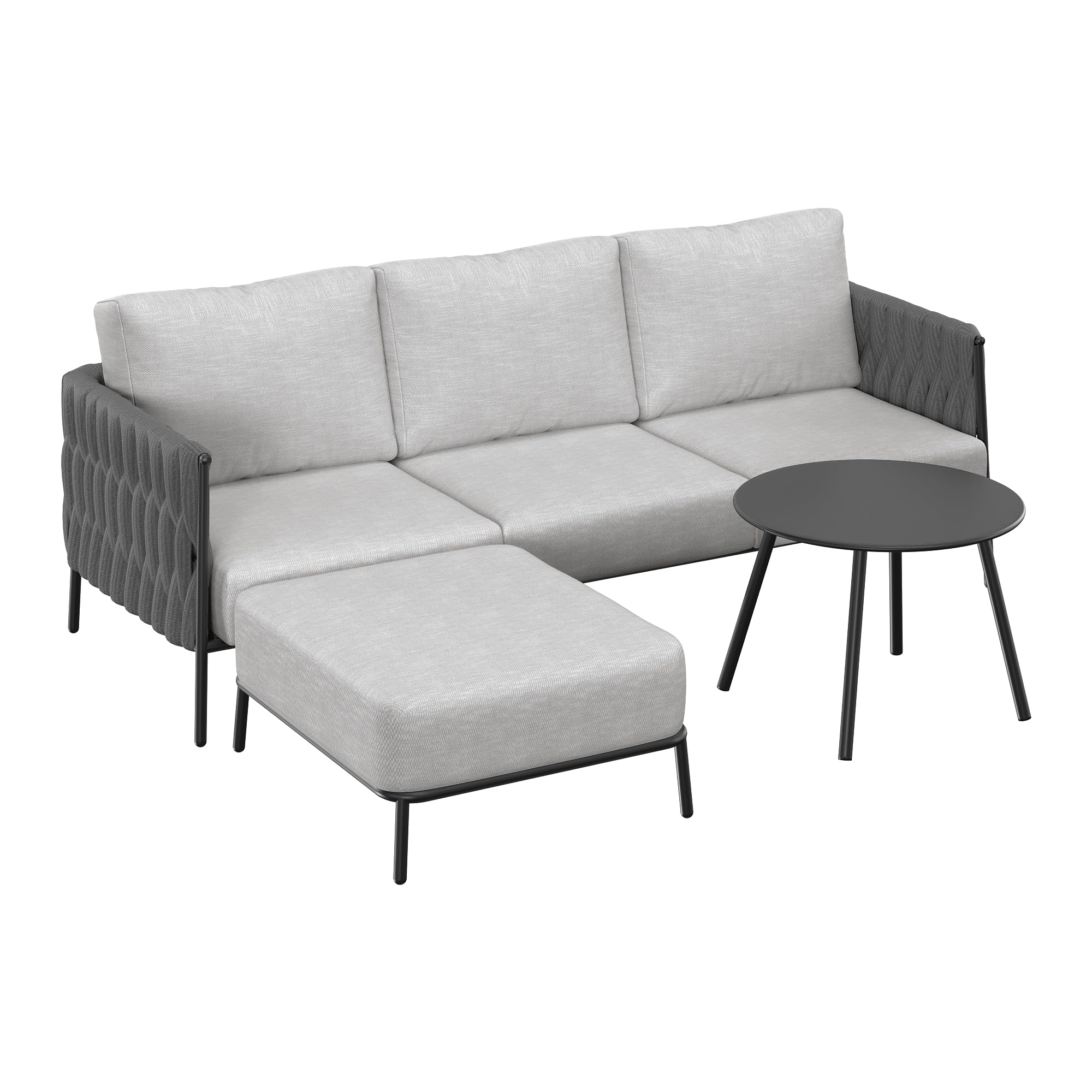 4-Seat Outdoor Sectional Sofa Set with Coffee Table