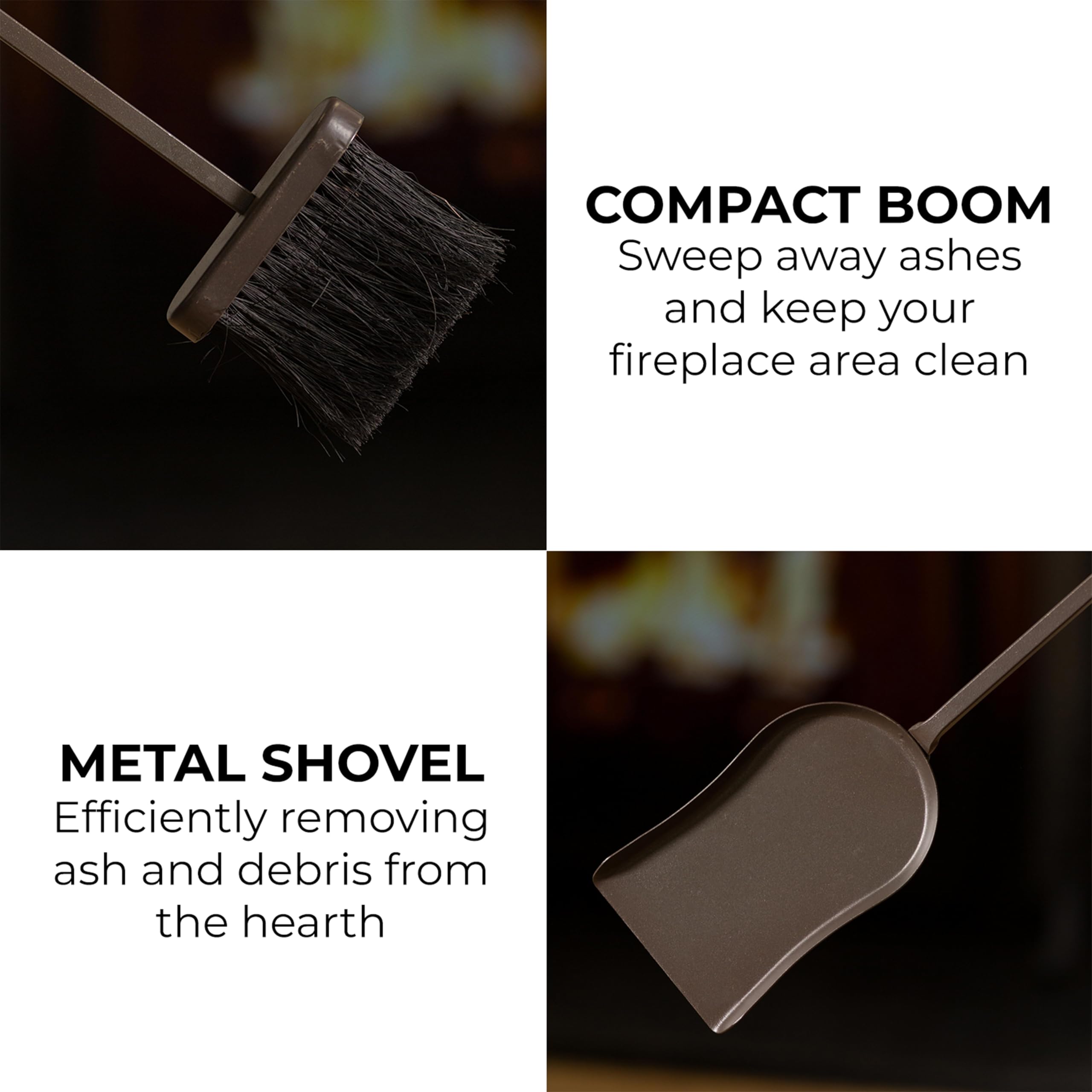 5-Piece Fireplace Tool Set Bronze 27.5"