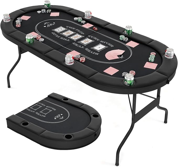 72" Foldable Poker Table for 8 Players