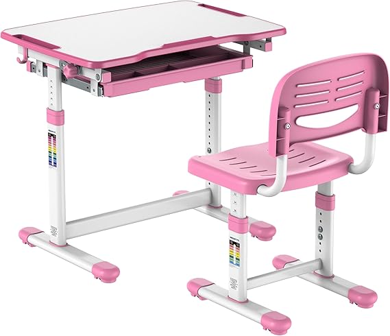 Kids Desk and Chair Set - Height Adjustable with Storage Drawer