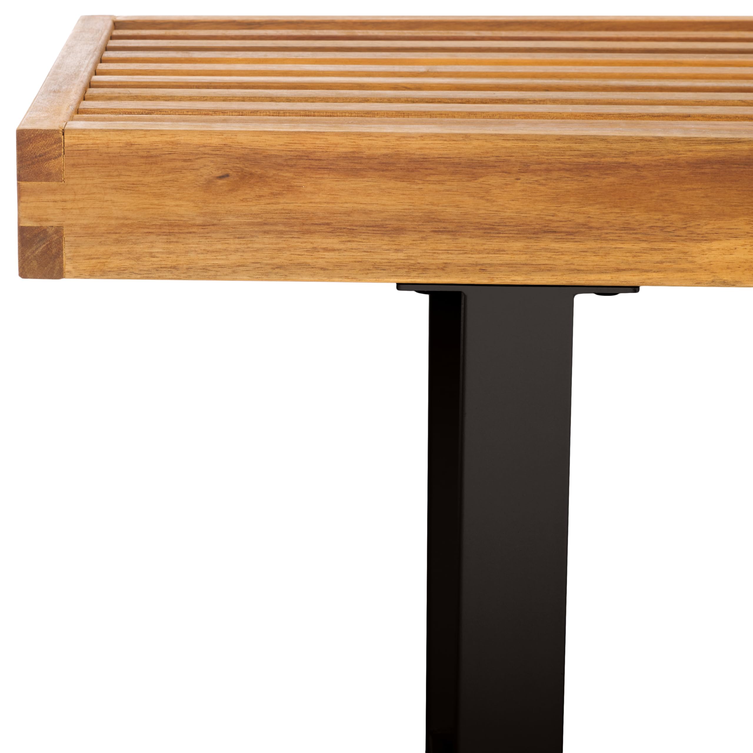 Monti 2 Seater Outdoor Bench Natural Acacia Wood Black Metal Legs