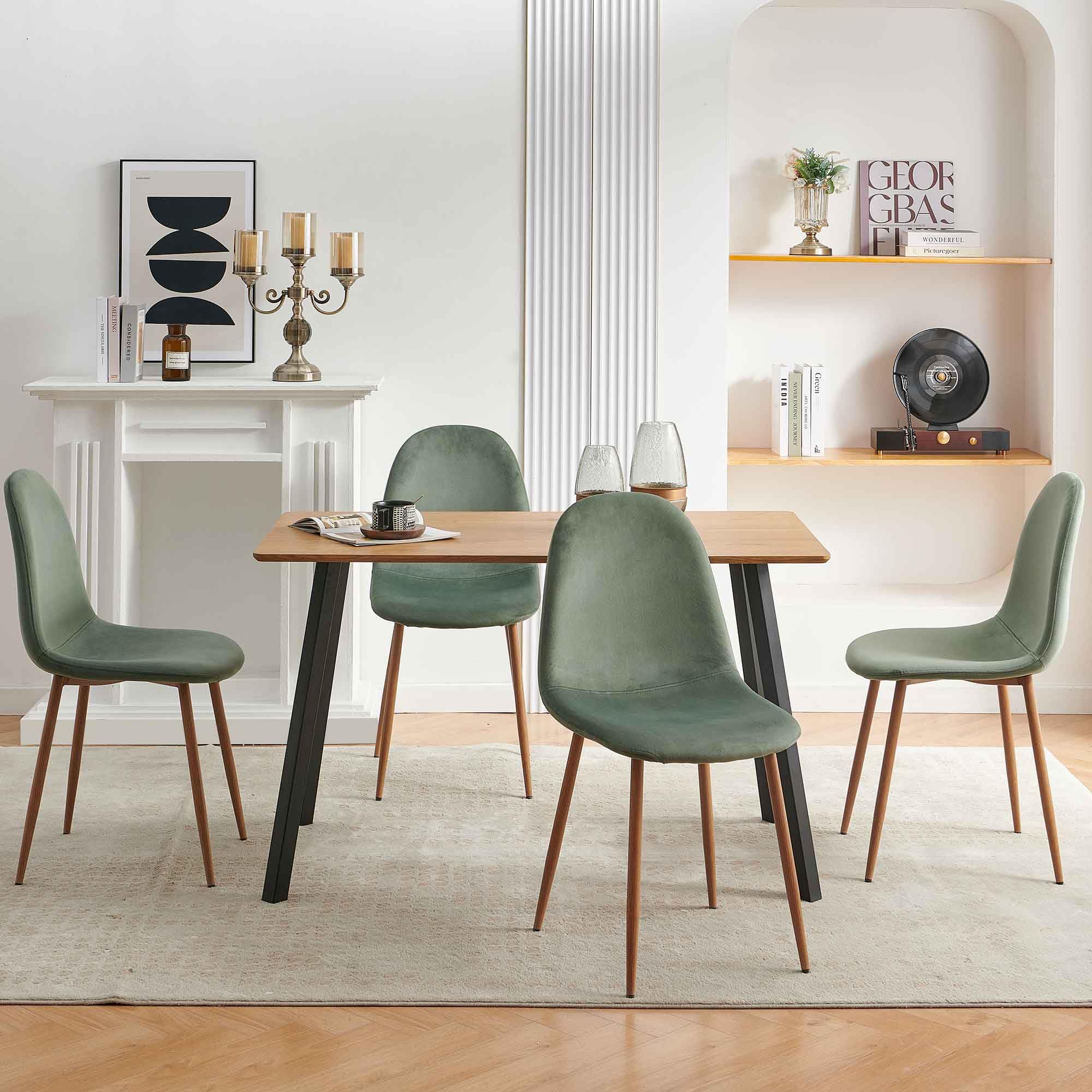 Mid Century Modern Velvet Dining Chairs Set of 4