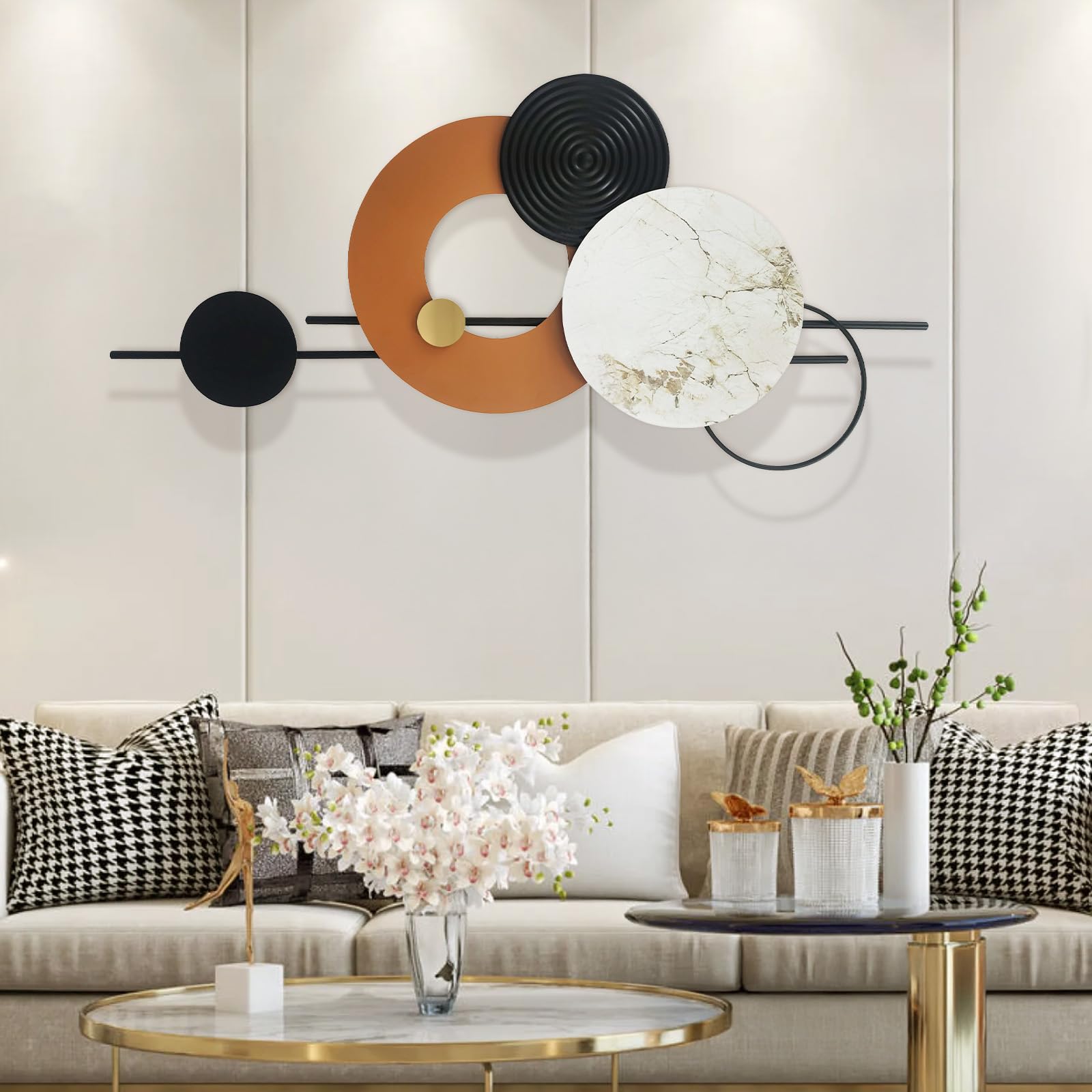 3D Large Metal Wall Art Round Modern Luxury Wall Sculpture