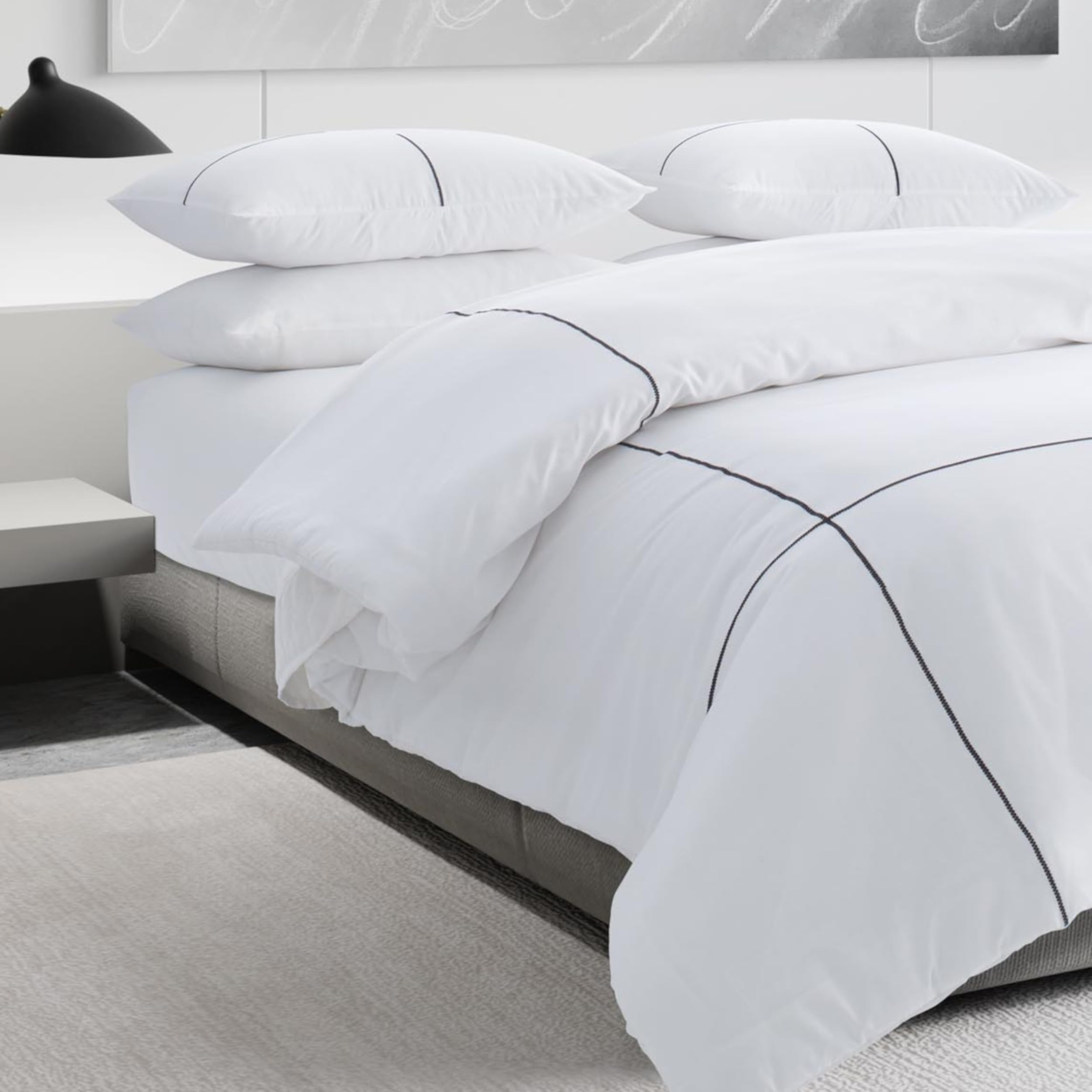King Comforter Set - Zig Zag White/Black Cotton Sateen
