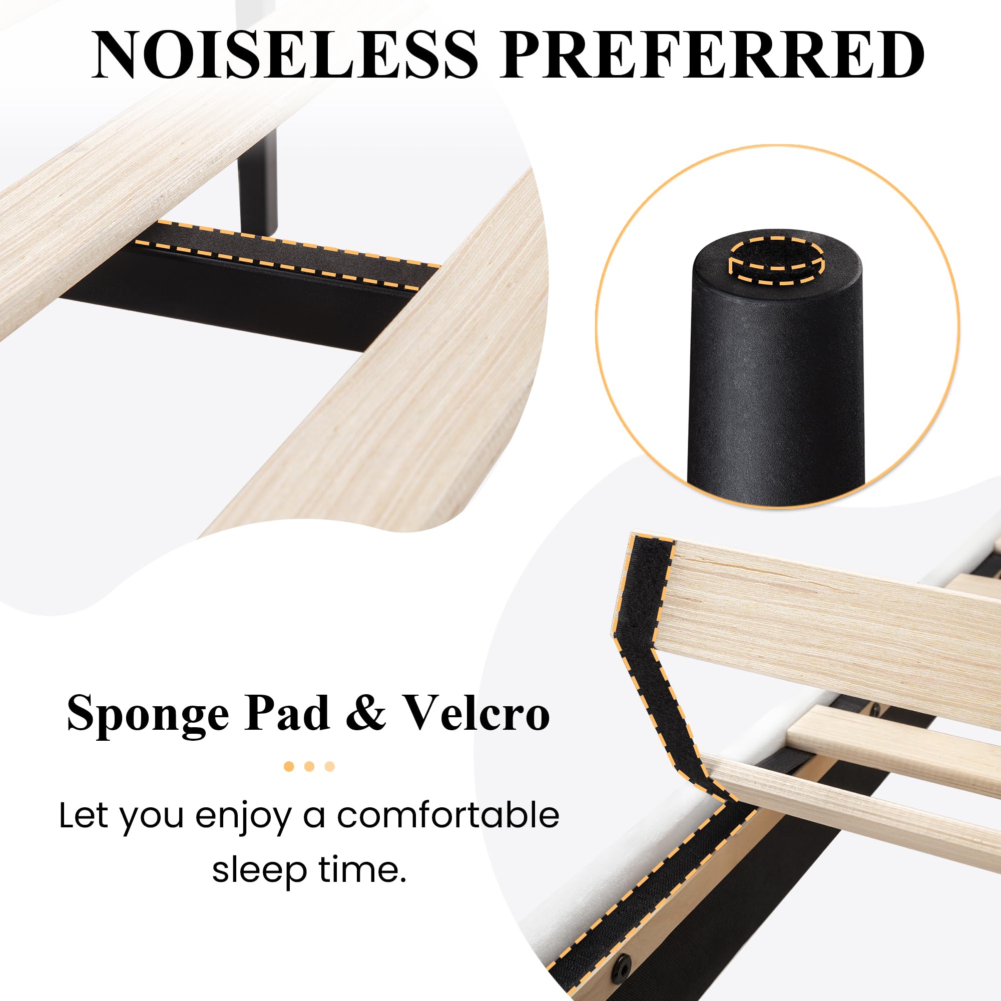 Queen Upholstered Platform Bed Frame with Adjustable Headboard