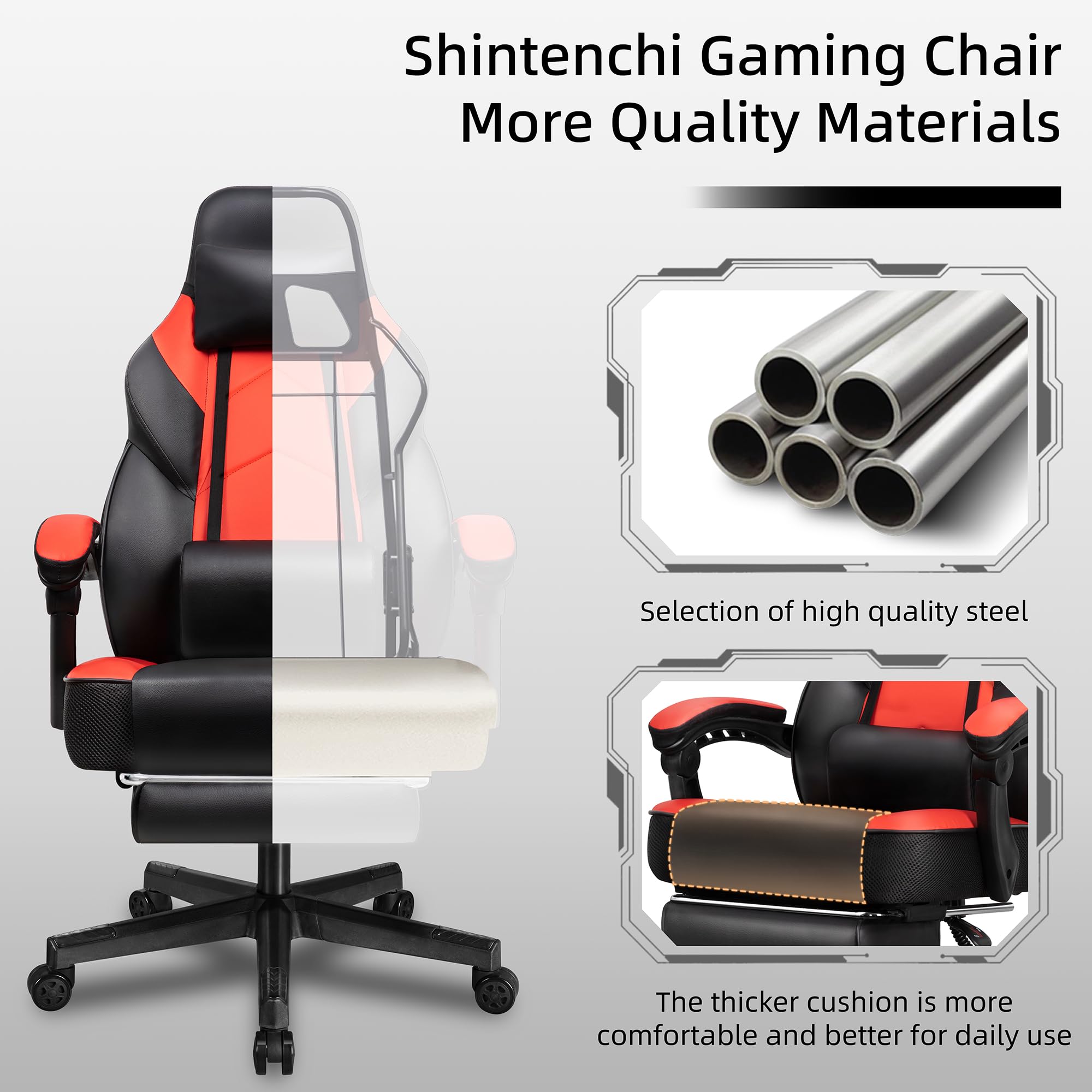 Ergonomic Gaming Chair with Footrest