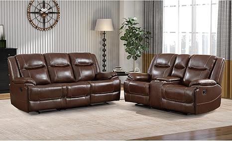 Genuine Leather Manual Recliner Sofa